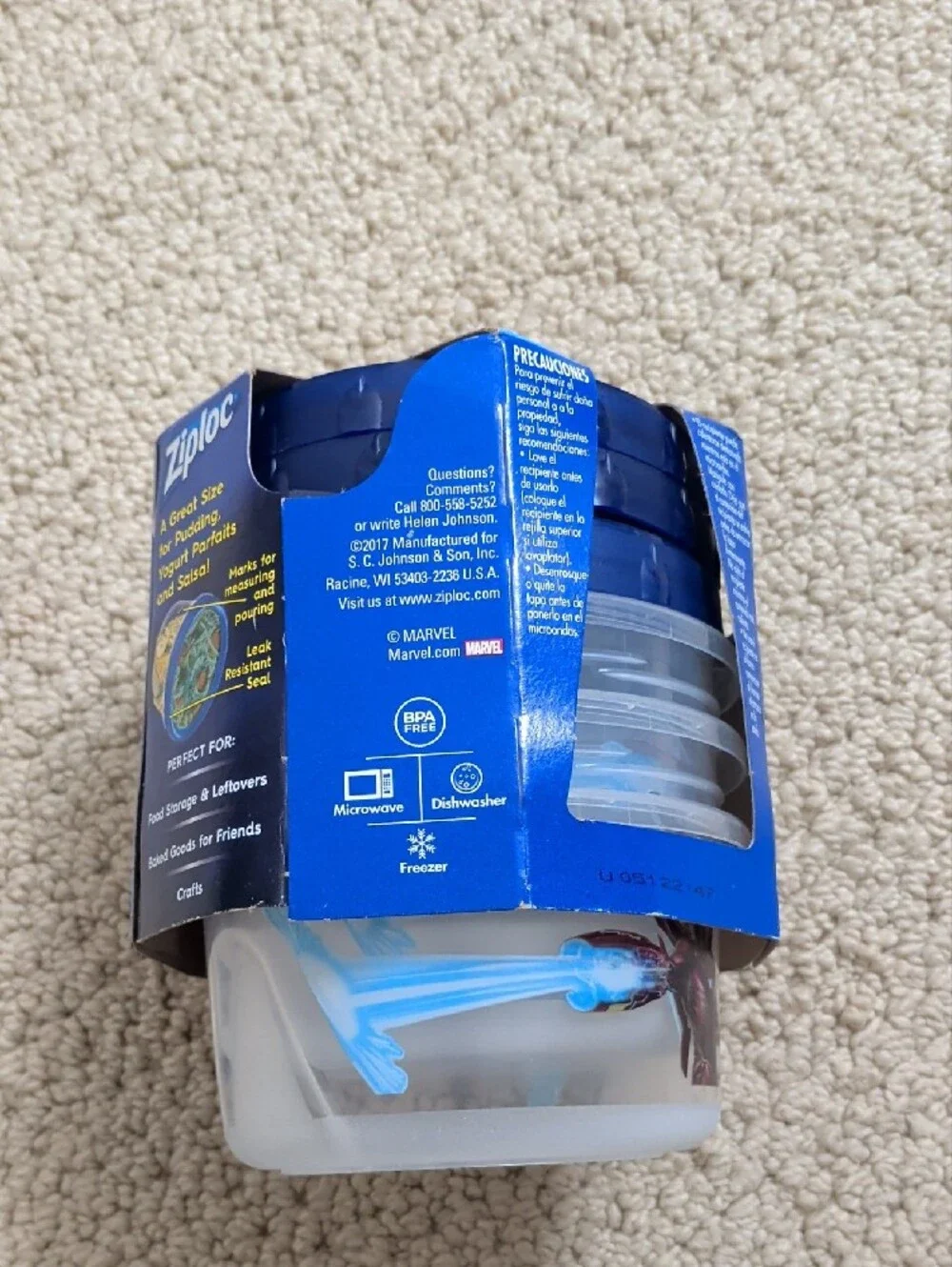 Ziploc Avengers Iron Man Small Round Twist 'n Loc Food Container - Blue & Clear